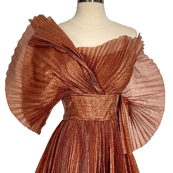 Brand New US 6 GEMY MAALOUF High-Low Pleated Evening Dress - Picture 2 of 6